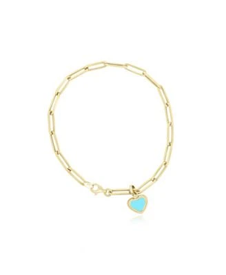 The Lovery Turquoise Heart Paperclip Bracelet 14k Gold