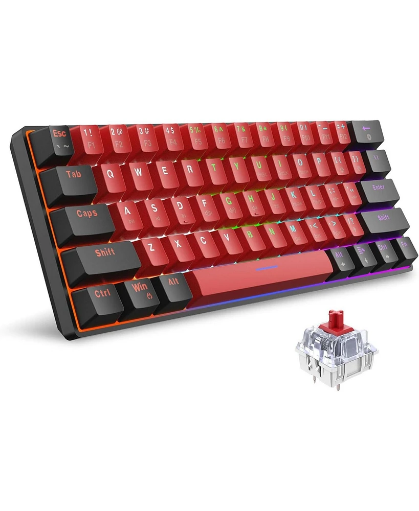 Risokeys 60% Wired Mechanical Keyboard, Mini Gaming Keyboard with 61 Keys for Pc, Windows Xp, Win 7, Win 10