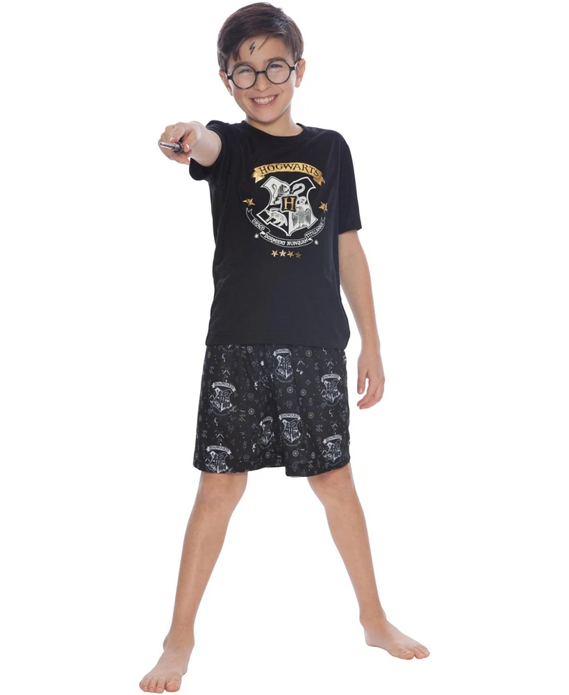 Harry Potter Boys Hogwarts Crest Wizard 2-Piece Kids' Pajama Short Set