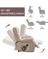 Lift Recliner Chair Heat Massage Dual Motor Infinite Position Up to 350 Lbs Large Electric Power Recliners with Power-Remote, Medium-firm and Hea