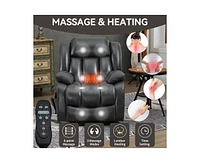 Casainc Dual Motor Infinite Position Up to 350 Lbs Electric Medium size Leatheraire Power Lift Recliner Chair with 8-Point Vibration Massage and Lumba