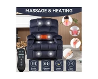 Dual Motor Infinite Position Up to 350 Lbs Chenille Power Lift Recliner Chair with 8-Point Vibration Massage and Lumbar Heating Cup Holders