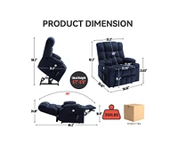 Dual Motor Infinite Position Up to 350 Lbs Chenille Power Lift Recliner Chair, Heavy Duty Motion Mechanism with 8-Point Vibration Massage and Lumbar H