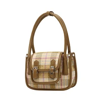 Women's The Tartan Shoulder Bag - Tan Brown & Yellow Ochre