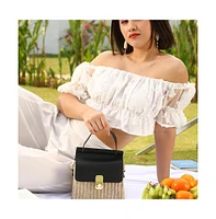 Women's The Small Straw-Medecin Hand Bag - Onyx Black