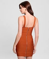 Guess Women's Solid Square-Neck Short Bodycon Dress