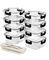 Sorbus 16 Piece Square (1100ml/ 37oz/ 4.6cups) Glass Meal Prep Containers with Airtight Lids