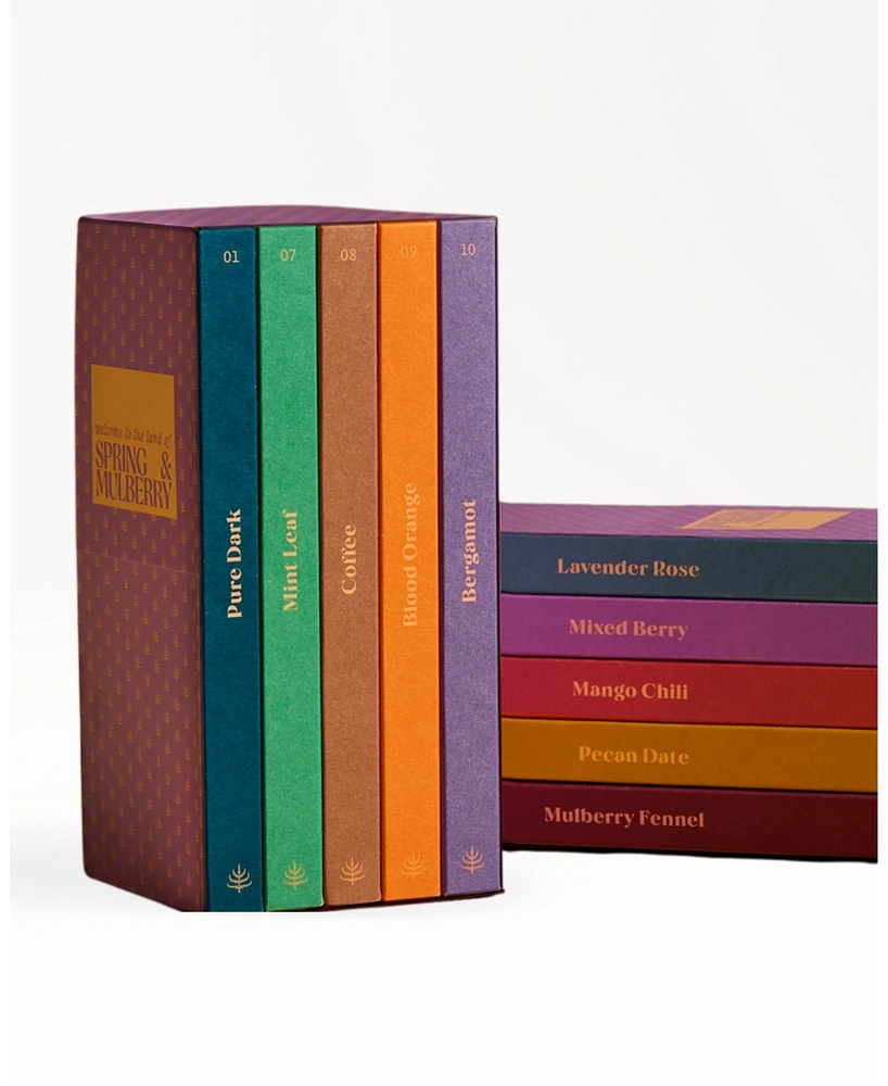 Spring & Mulberry Complete Collection 10-Pack Date-Sweetened Dark Chocolate Bar Gift Set