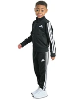 adidas Toddler & Little Boys Tricot Long-Sleeve Essential 3-Stripe Track Jacket Pants, 2 Piece Set