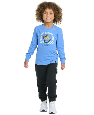 adidas Toddler & Little Boys Long-Sleeve Graphic T-Shirt Elastic-Waistband Cargo Jogger Pants, 2 Piece Set
