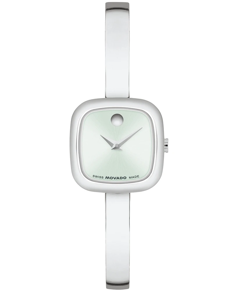 Movado Women's Museum Cushion Swiss Quartz Stainless Steel Bangle Watch, 21.50mm