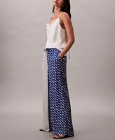 Calvin Klein Women's Printed Twill Wide-Leg Pants