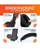 Delton Wireless Computer Headset, Trucker Bluetooth Headset with Noise Canceling Microphone, 35Hrs talk time, Wireless Headset for Computer, Cell Phon