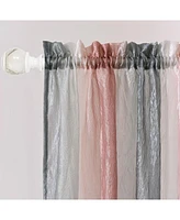 Kate Aurora 1 Piece Crushed Faux Satin Silver & Blush Rose Pink Ombre Window Curtain Panel