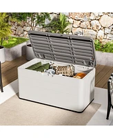 110 Gal. Resin Outdoor Storage Cabinet,Garden Tool Box with Lockable Lid in White