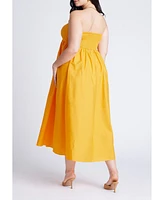 Eloquii Women's Plus Poplin Fit And Flare Maxi Dress