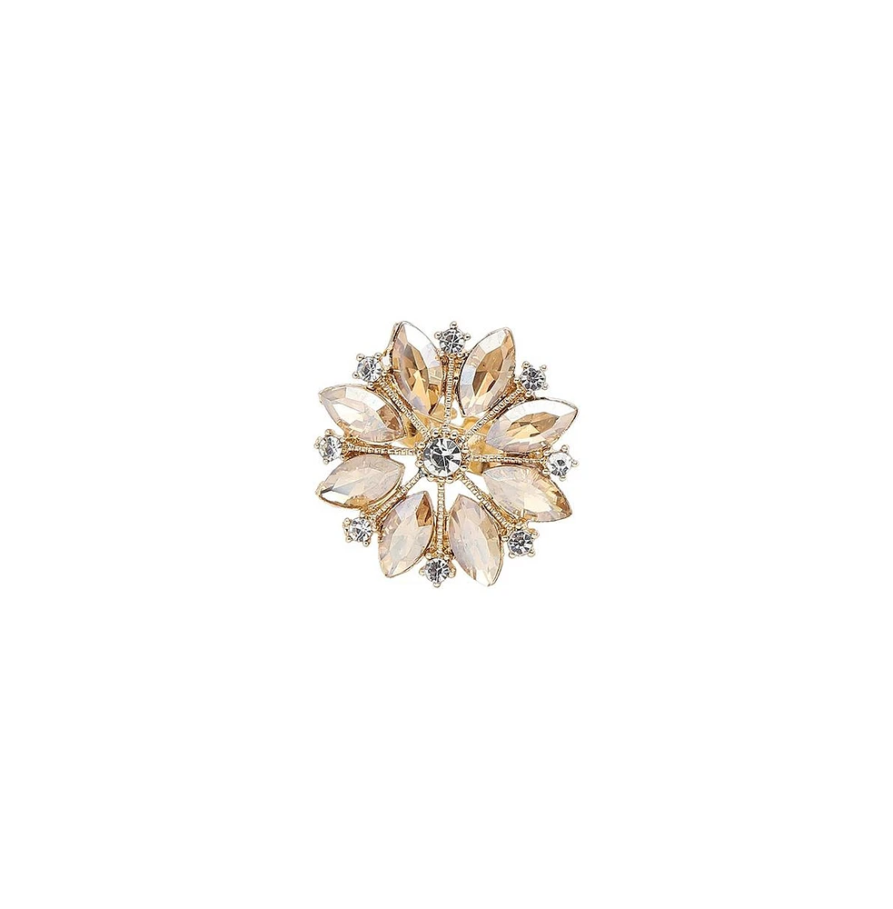 Sohi Women's Pink Marquise Flower Cocktail Ring