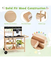 Outdoor Play Kitchen with Blackboard and Planting Pots