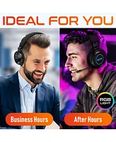 Delton Wireless Gaming Headset with Retractable Cvc Mic, Auto Pair Usb Dongle, 35 hrs Talk time, Fast Charging Gaming Headphones with Rgb Light for Pc