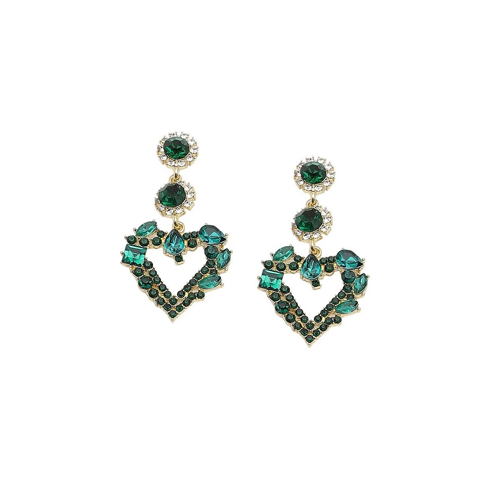 Sohi Women's Gold Heart Drop Earrings