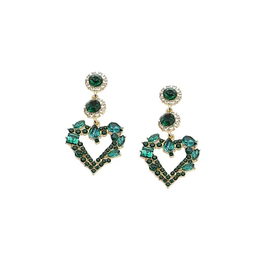 Sohi Women's Gold Heart Drop Earrings