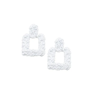 Sohi Women's Purple Corroded Drop Earrings