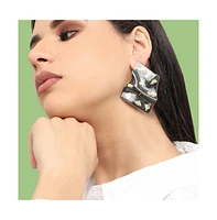 Sohi Women's Green Foil Drop Earrings