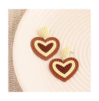 Sohi Women's Gold Block Heart Drop Earrings