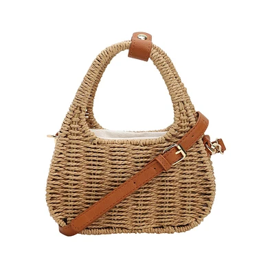 Women's The Straw-Trinity Hand Bag - Khaki Brown