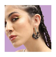 Sohi Women's Brown Textured Circular Drop Earrings