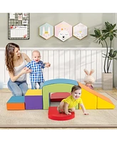 Slickblue Kids 6 Pieces Foam Climbing Blocks Soft Play Climbing with Tunnel