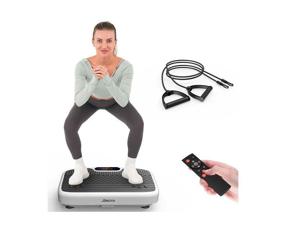 Joroto Vibration Plate Exercise Machine – Full Body Vibrating Platform with Remote Control, 2 Resistance Bands, and 330LBS Weight Capacity for