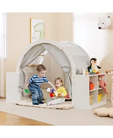 Slickblue Kids Play Tent with Curtain Shades and 8 Cubbies