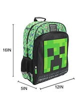 Minecraft Creeper Character 16” Kid's Backpack For School And Travel