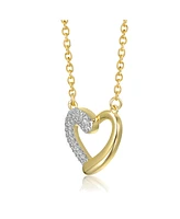 Sterling Silver 14K Gold Plated with Clear Moissanite Heart Pendant Necklace