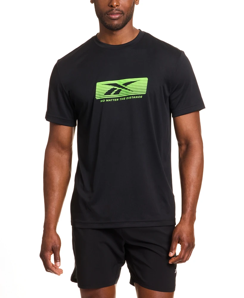 Reebok Distance Short Sleeve Crewneck Graphic Running T-Shirt