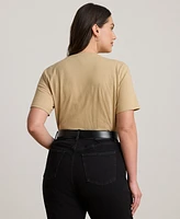 Lauren Ralph Plus Beaded-Logo Cotton Jersey Tee