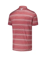 Columbia Men's Crimson Oklahoma Sooners Pfg Super Terminal Tackle Omni-Shade Stripe Polo Shirt