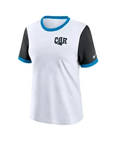 Nike Women's White Carolina Panthers Rewind Ringer Tri-Blend T-Shirt