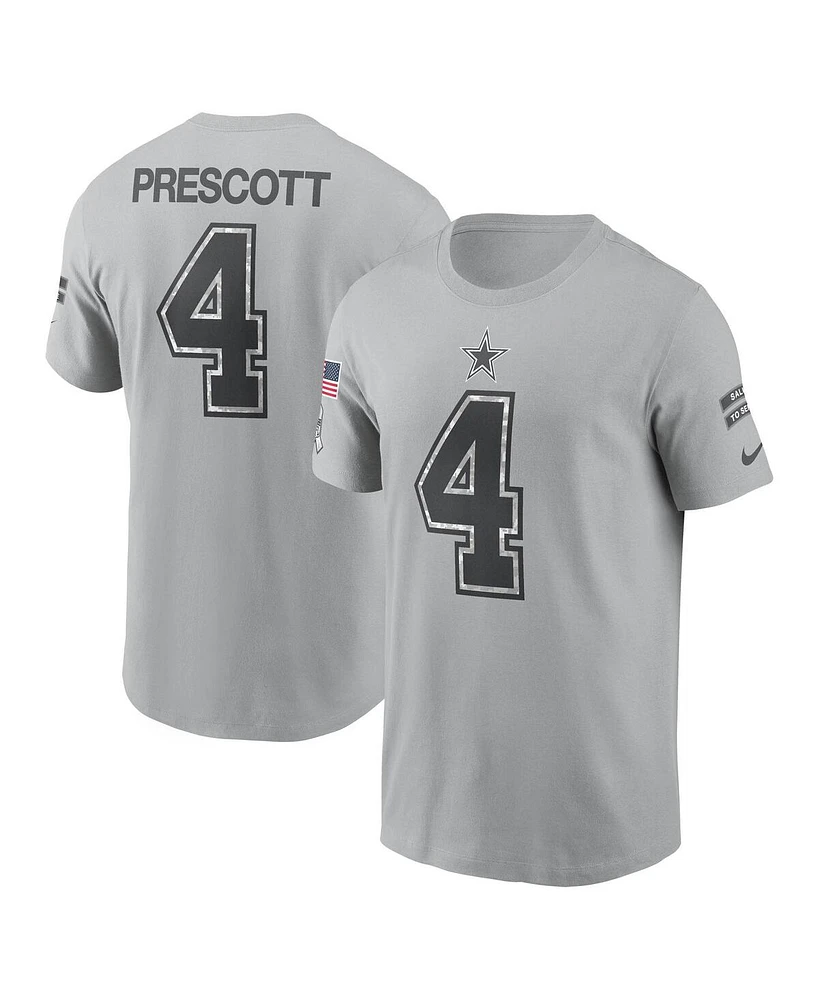 Nike Men's Dak Prescott Gray Dallas Cowboys 2024 Salute to Service Name Number T-Shirt
