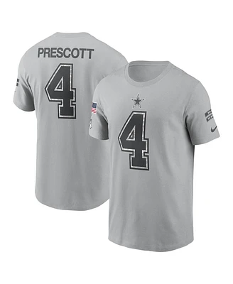 Nike Men's Dak Prescott Gray Dallas Cowboys 2024 Salute to Service Name Number T-Shirt