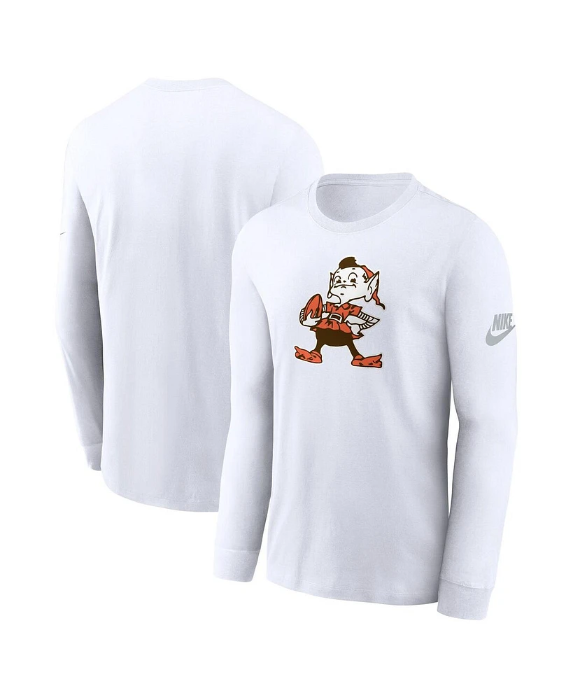 Nike Men's White Cleveland Browns Rewind Essential Long Sleeve T-Shirt