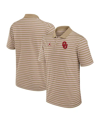 Jordan Men's Tan/White Oklahoma Sooners Primetime Victory Striped Polo Shirt