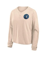 Fanatics Women's Natural Minnesota Timberwolves Boxed Out Drop Fashion Long Sleeve T-Shirt
