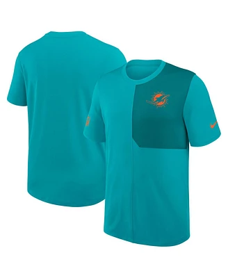Nike Men's Aqua Miami Dolphins Sideline Uv Performance Coach Shirt