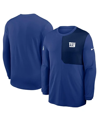 Nike Men's Royal New York Giants Sideline Coach Uv Performance Long Sleeve T-Shirt