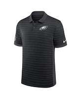 Nike Men's Black Philadelphia Eagles Sideline Victory Stripe Performance Polo Shirt