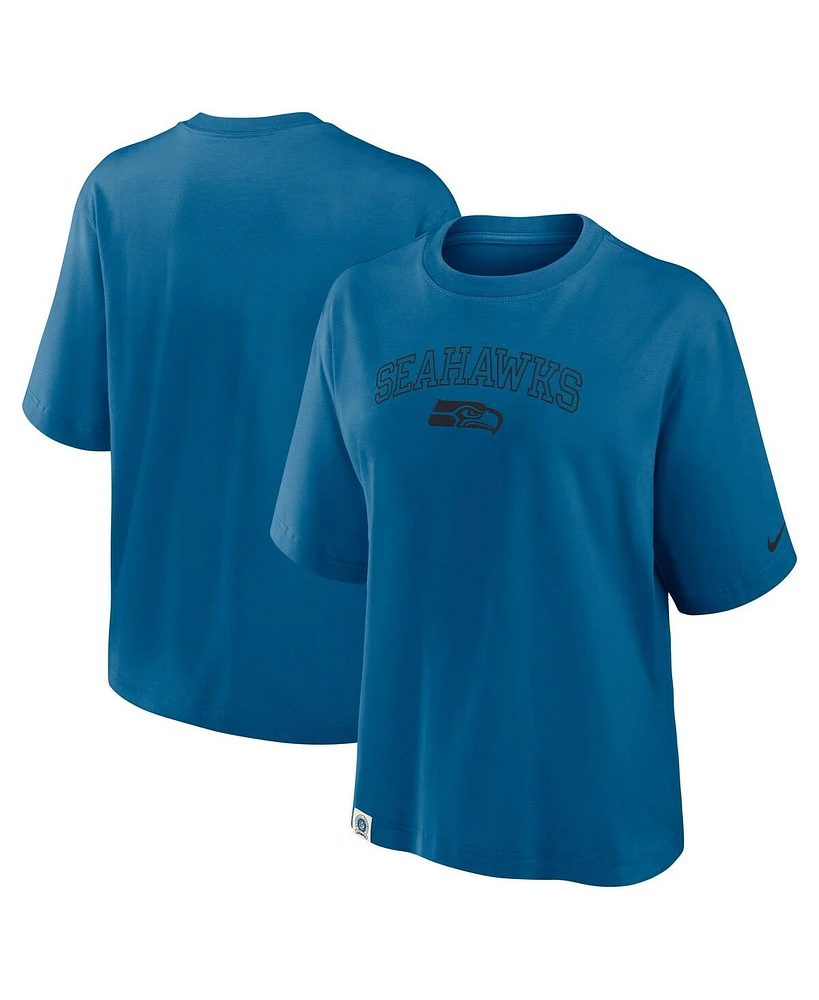 Nike Women's Blue Seattle Seahawks Glory Arch Boxy T-Shirt