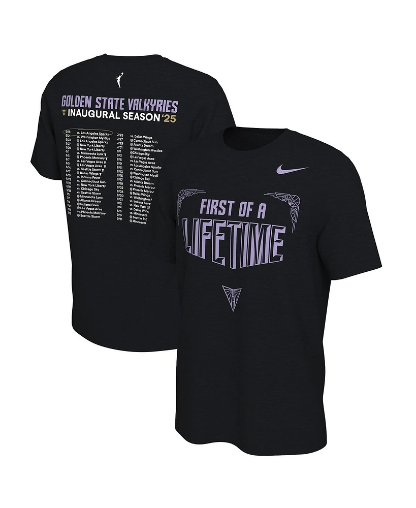 Nike Men's and Women's Eclipse Black Golden State Valkyries 2025 Inaugural Season First of a Lifetime Schedule T-Shirt