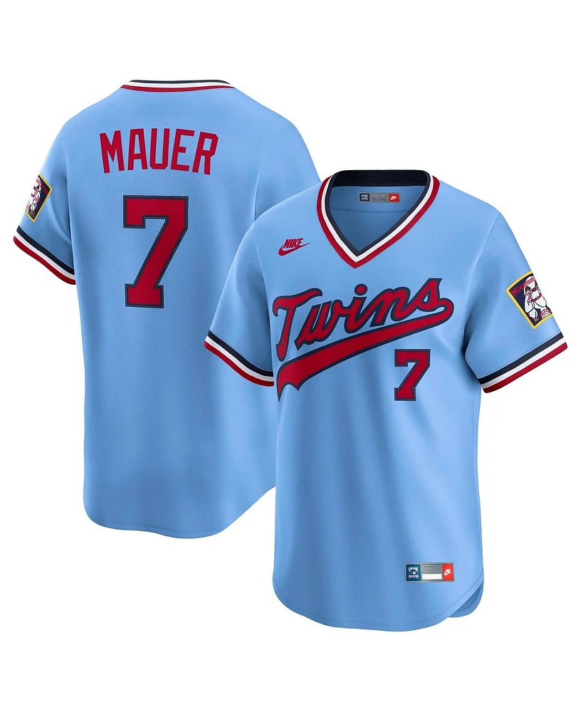 Nike Men's Joe Mauer Light Blue Minnesota Twins Throwback Cooperstown Collection Limited Jersey